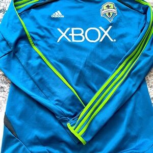 Seattle Sounders FC Shirt Mens Medium Blue Long Sleeve Adidas Soccer Xbox Adult